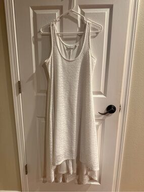 New York and Company Sleeveless White Lace High-Low Dress